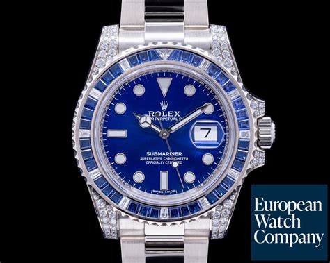 rolex submariner date 116659sabr 18k white gold diamonds sapphires|rolex submariner date 18kt.